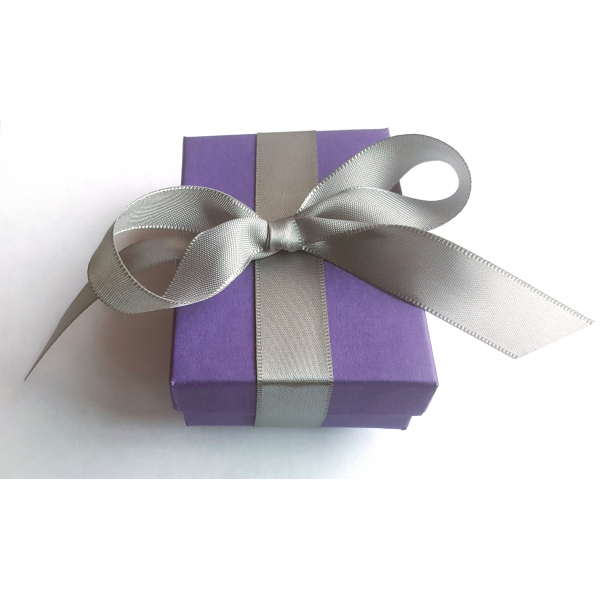 Here is the beautiful packaging for your bracelet, purple box and gray ribbon