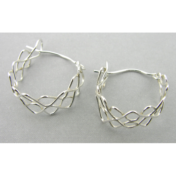 Artisan made argentium sterling mesh hoop earrings, another pair