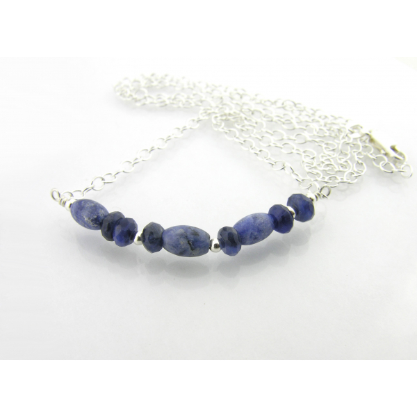 Artisan made sterling silver DARE morse code necklace with sodalite