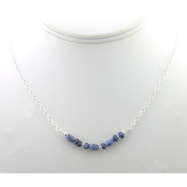 Artisan made sterling silver DARE morse code necklace with sodalite