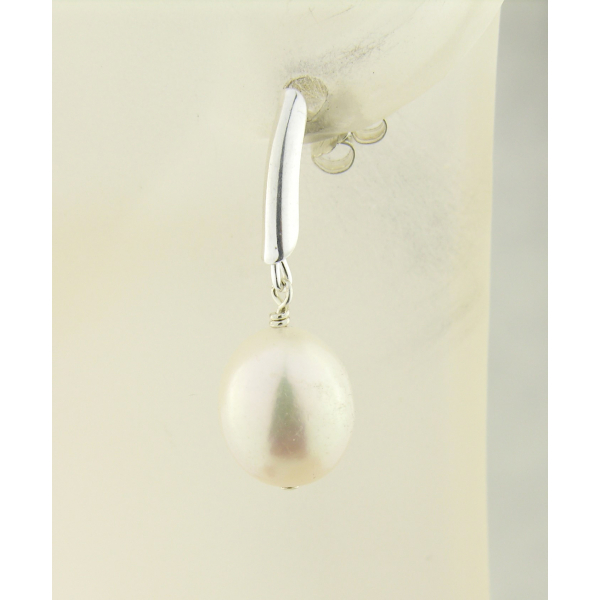 Handmade white AA grade pearl sterling silver post earrings & a sterling dangle