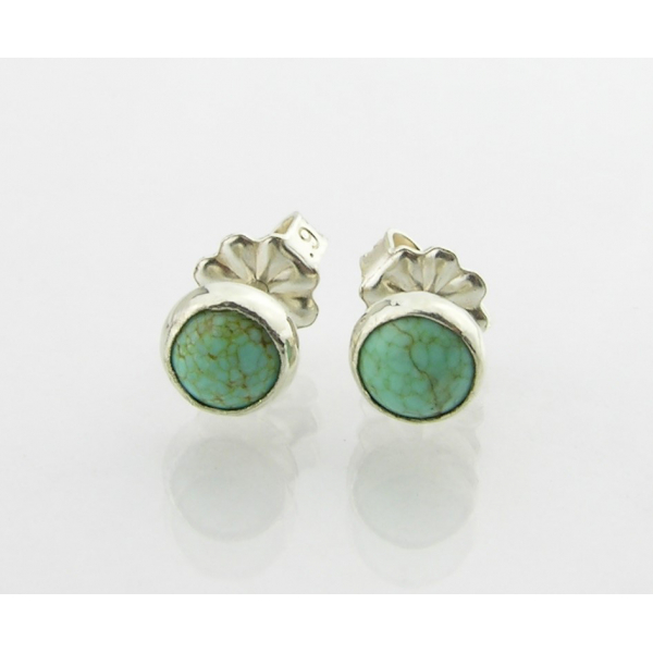 Handmade turquoise cab sterling silver stud post earrings