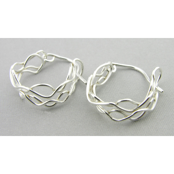 Artisan made argentium sterling mesh hoop earrings