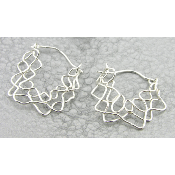 Artisan made argentium sterling mesh swag earrings