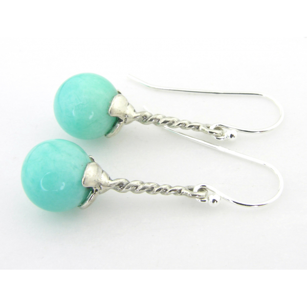 Handmade aqua earrings with amazonite gemstone sterling silver