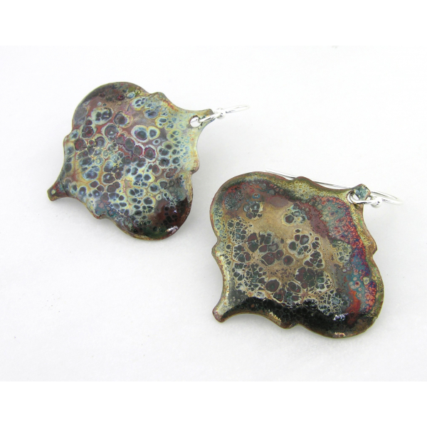 Artisan made raku copper ornament earrings