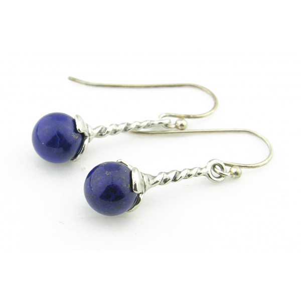 Handmade dark blue earrings with lapis lazuli gemstone sterling silver