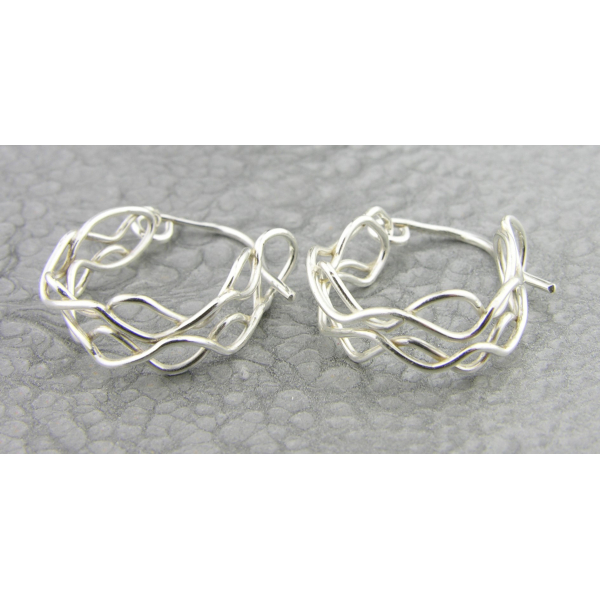 Artisan made argentium sterling mesh hoop earrings