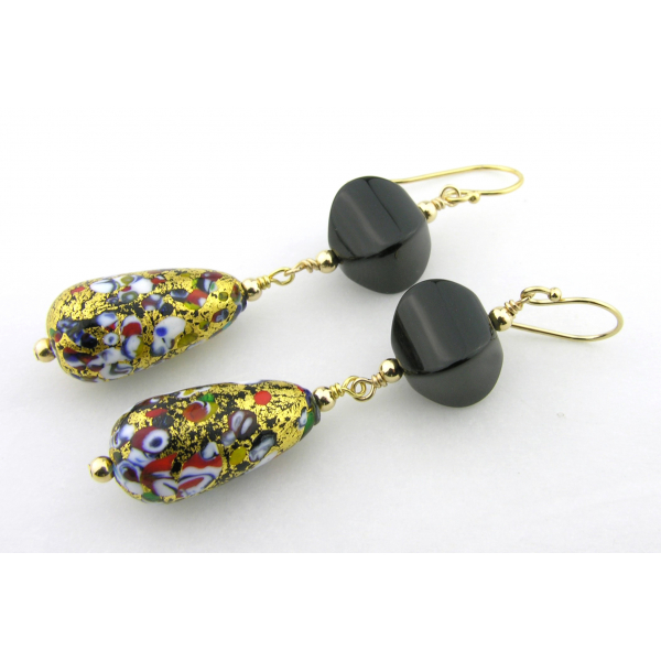 Field of Lavendar and Blue Earrings - handmade artisan lampwork sterling silver kyanite gemstone sapphire light blue lavender dangle srajd cserpentDesigns