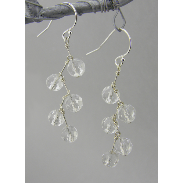 Crystal Stairs Earrings crystal quartz sparkle sterling silver kinetic