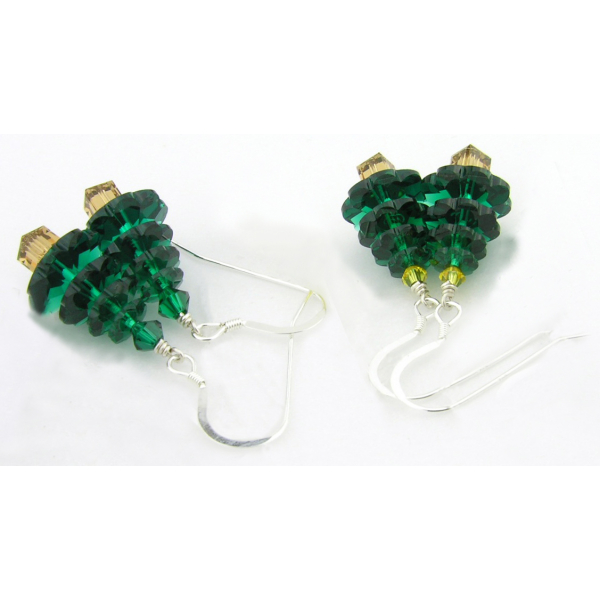 Swarovski Crystal Christmas Tree Earrings green clear