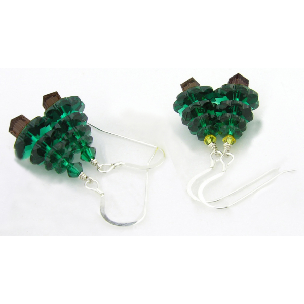 Swarovski Crystal Christmas Tree Earrings green clear