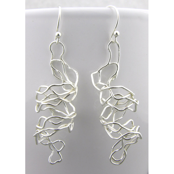 Artisan made argentium sterling mesh spiral earrings