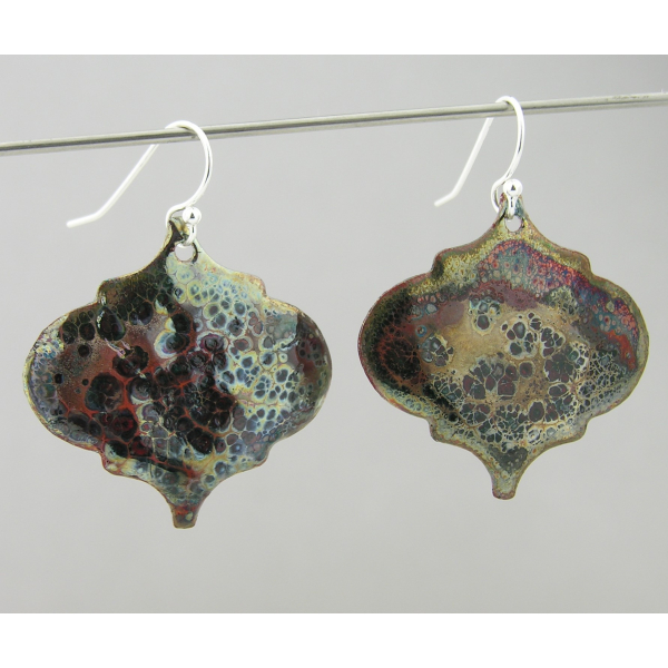 Artisan made raku copper ornament earrings