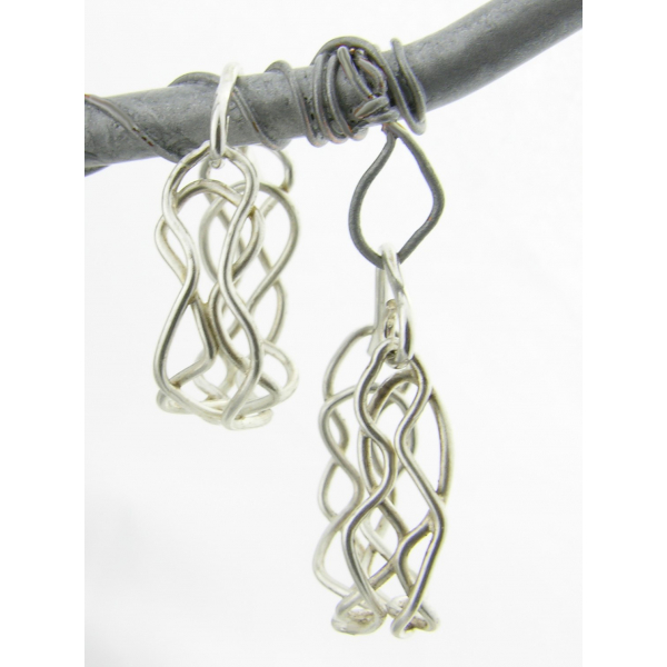 Artisan made argentium sterling mesh hoop earrings