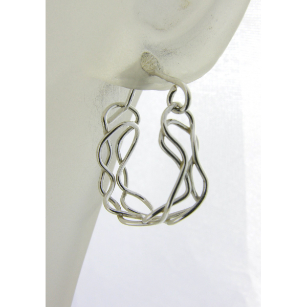 Artisan made argentium sterling mesh hoop earrings