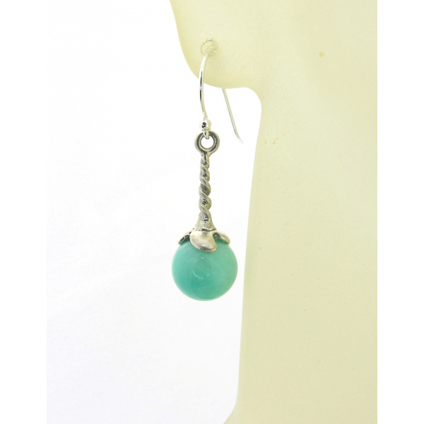Handmade aqua earrings with amazonite gemstone sterling silver