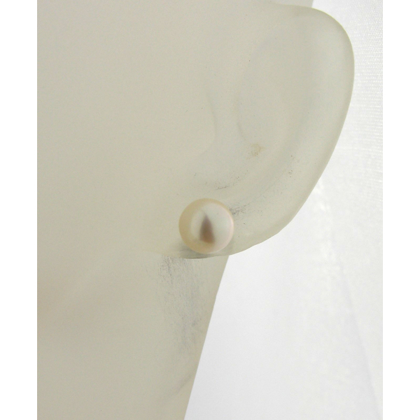 Handmade white A grade pearl sterling silver post earrings