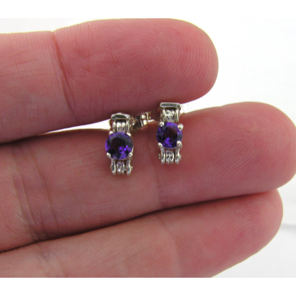 Handmade post earrings with AAA grade amethyst and sterling silver settings