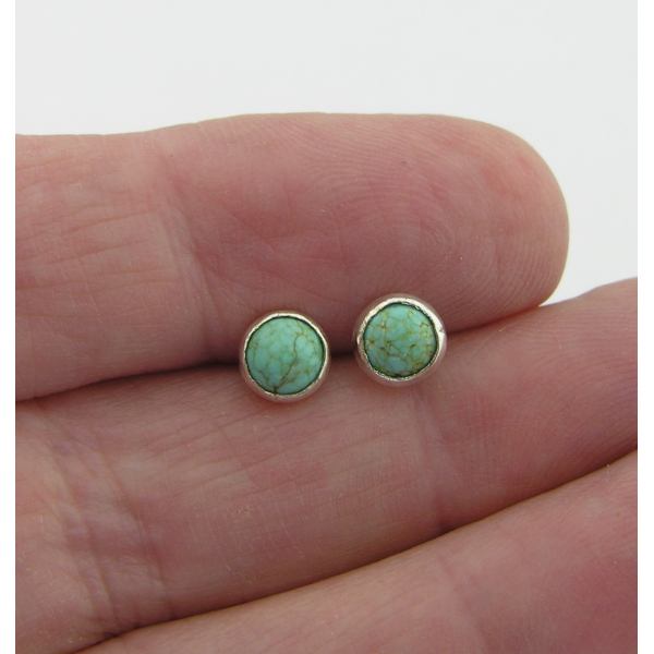 Handmade turquoise cab sterling silver stud post earrings