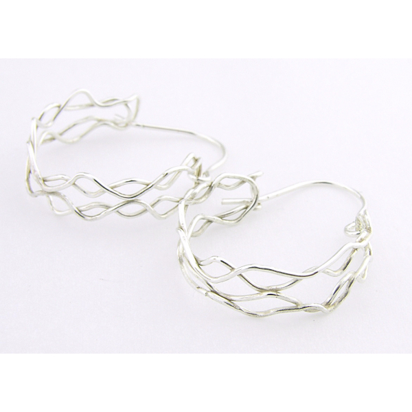 Artisan made argentium sterling mesh hoop earrings