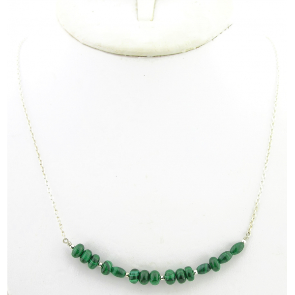 Artisan made sterling silver SASSY morse code necklace with malachite