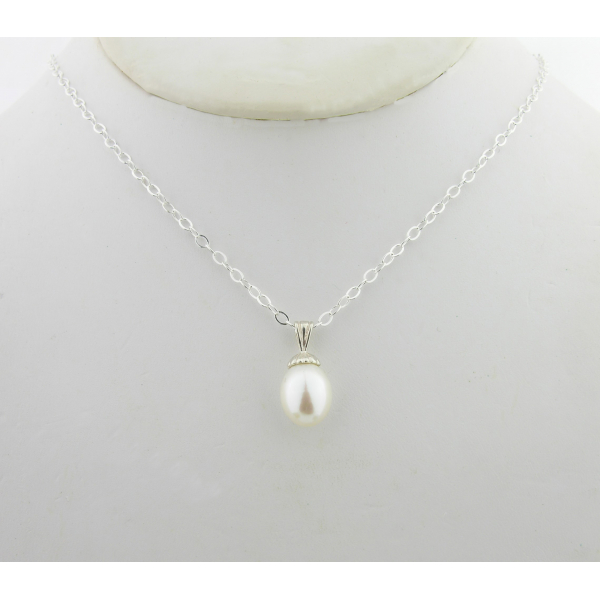 Artisan made sterling scalloped pendant & AA+ 10mm white freshwater pearl