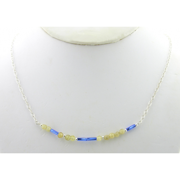Artisan made sterling silver FIGHT morse code necklace with citrine druzy