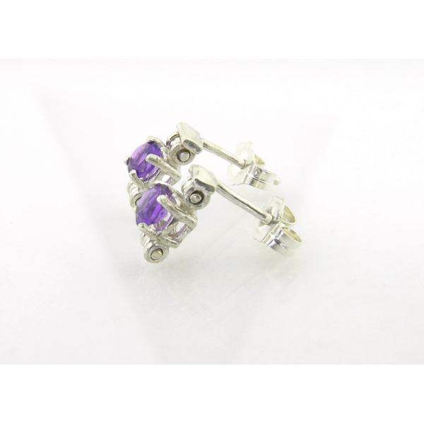 Handmade post earrings with AAA grade amethyst and sterling silver settings