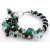 Black and Teal Twist Bracelet Handmade woven bracelet in black clear teal sterling silver twist crystal onyx