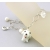 White Dog and Pearls Charm Bracelet Handmade dog charm bracelet in white sterling silver crystal pearls flower heart