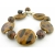 Handmade bracelet brown black picture jasper gemstone kazuri ceramic gold fill
