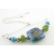 Handmade bracelet lime green turquoise blue purple lampwork crystal sterling