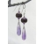 Artisan made sterling earrings with amethyst and purple white lampwork