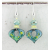 artisan made teal, yellow, turquoise earrings with enamel drop, lampwork beads