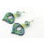 artisan made teal, yellow, turquoise earrings with enamel drop, lampwork beads