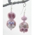 Artisan pink white bunny butt earrings with sterling silver