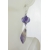 Handmade white lavendar earrings with mexican purple opal cubic zirconi lampwork