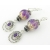 Handmade earrings purple black silver lampwork amethyst black onyx sterling