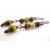 Handmade brown yellow earrings, lampwork tiger eye jasper copper