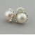 Handmade white A grade pearl sterling silver filigree post earrings