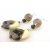 Handmade ivory green brown earrings kazuri ceramic smoky quartz jasper sterling