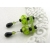 Artisan made lime green black earrings with handmade glass peridot onyx sterling