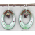 Artisan made red and light mint green enamel on copper earrings garnet sterling
