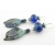 Handmade earrings with blue and teal lampwork glass wings, sterling silver