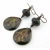 Artisan made organic crackle enamel on copper lava black spinel garnet earrings