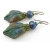 Artisan green blue gold earrings with artisan polymer, glass, turquoise, brass