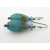 Artisan etched aqua earrings with artisan lampwork glass, chrysocolla, sterling