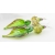 Artisan spring green earrings with lampwork glass leaf, maroon pearl, sterling