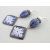 Artisan made blue white pink crackle enamel on copper sodalitearrings sterling
